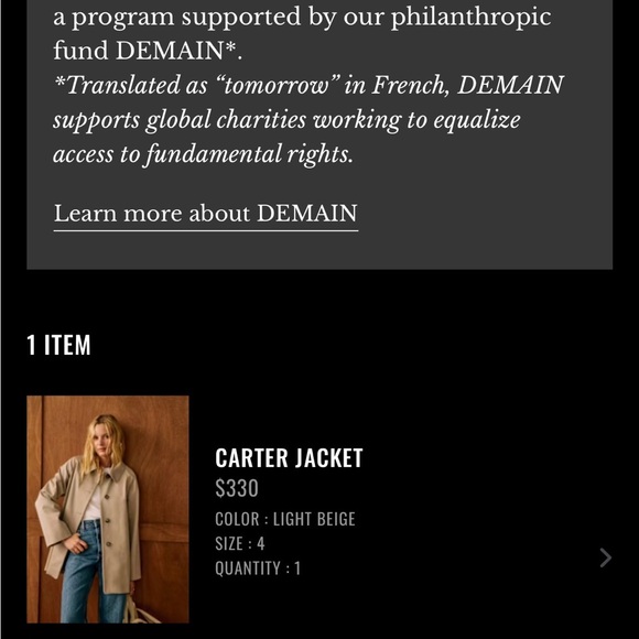 Sezane Carter Trenchcoat in Light Beige size 36/4 NWT - Picture 10 of 10